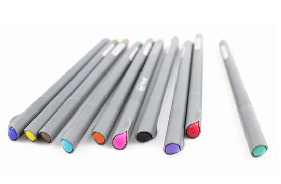 Ten 0.38mm syringe-style hook line pens for technical drawing, each 15.8 cm long.