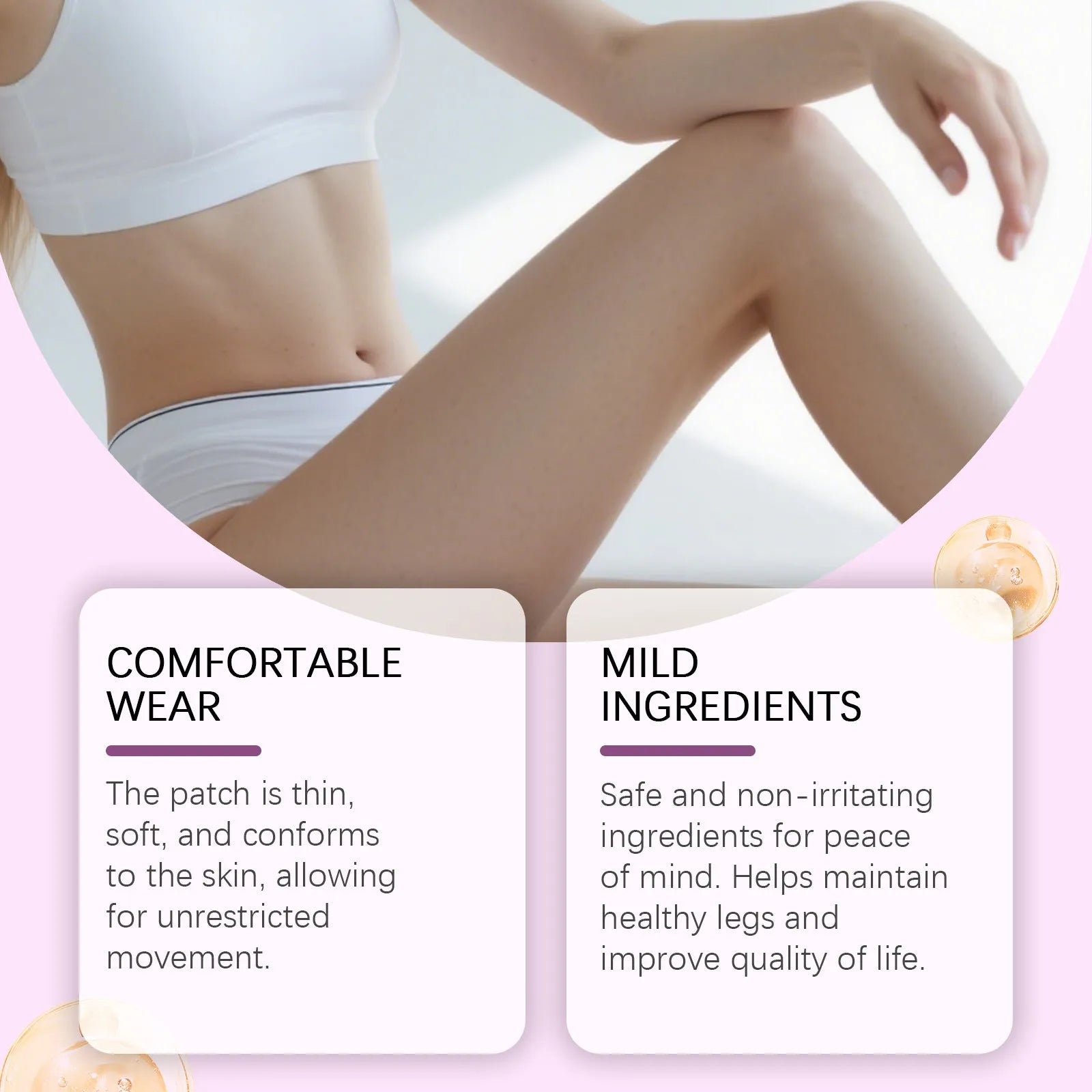 Pack of 12 leg care patches with plant ingredients for body nourishment and massage