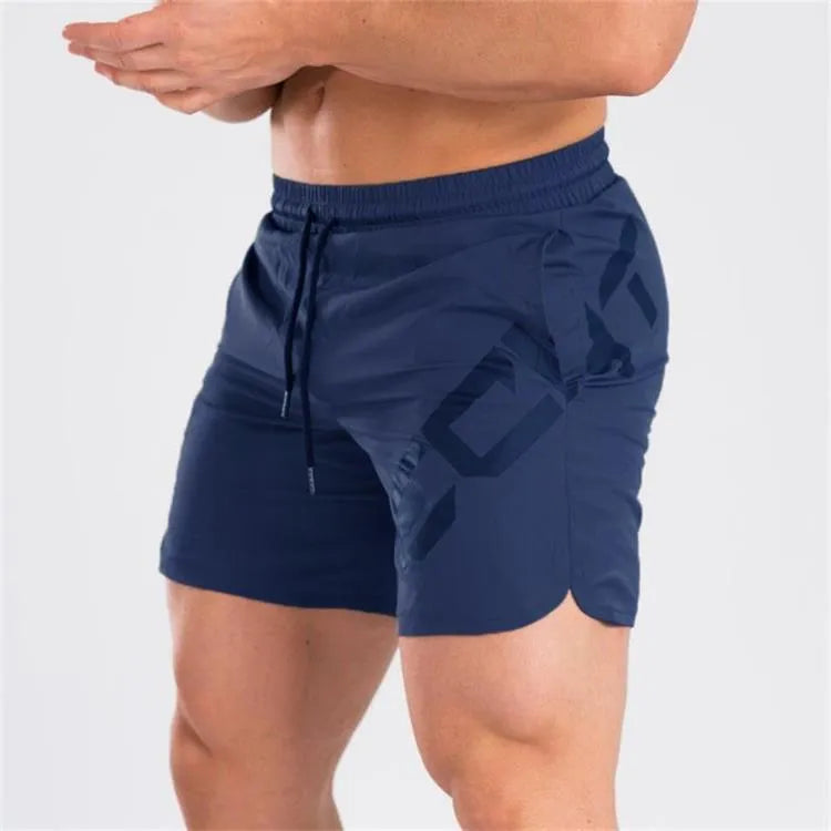 Men's elastic thin running shorts in black, dark grey, navy blue and white colours, knee length with quick-dry fabric
