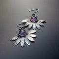 Purple animal Zodiac bohemian style earrings with resin gemstone details and alloy metal construction