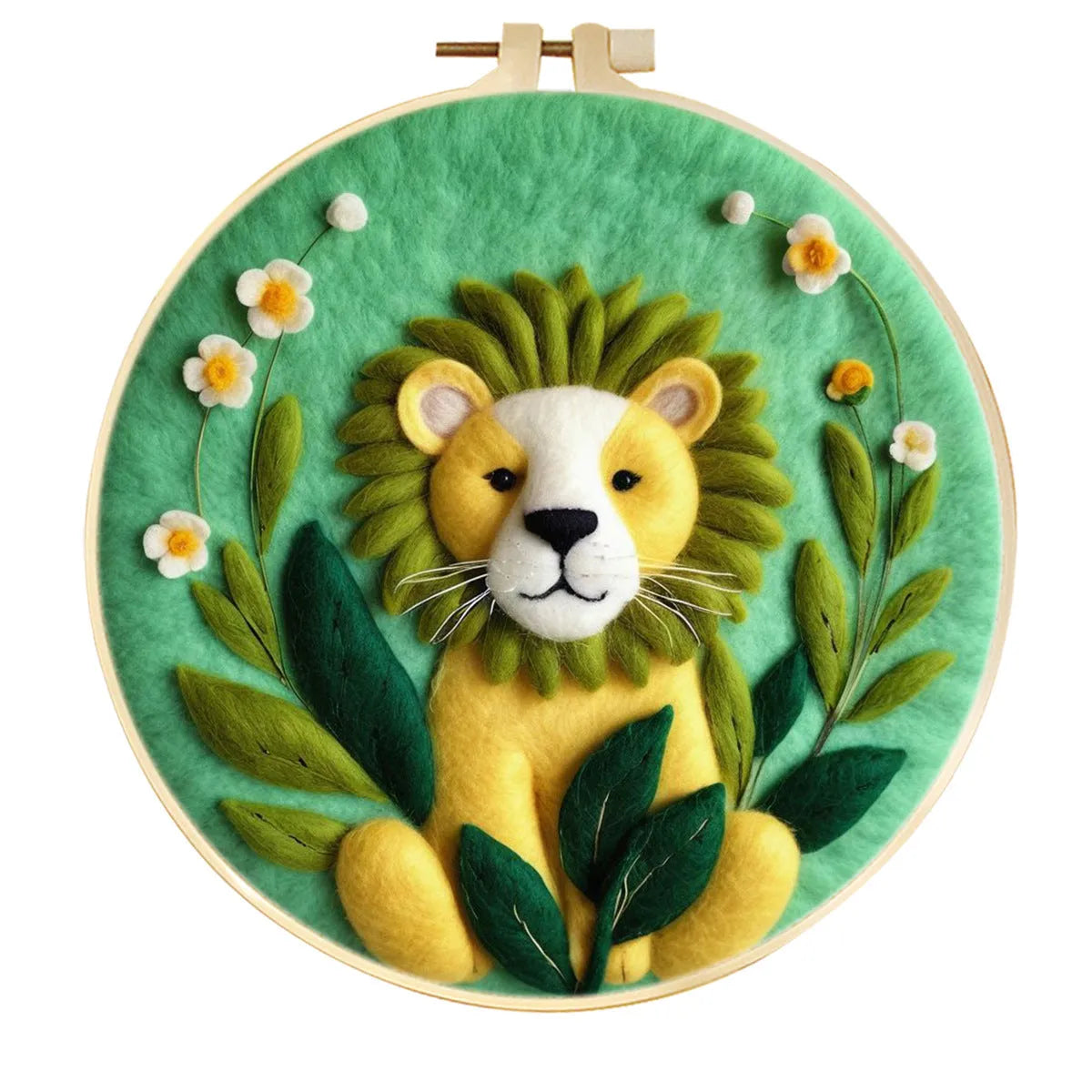 Round linen fabric embroidery kit with free hoop for making a 20x20 cm three-dimensional floral blanket painting.