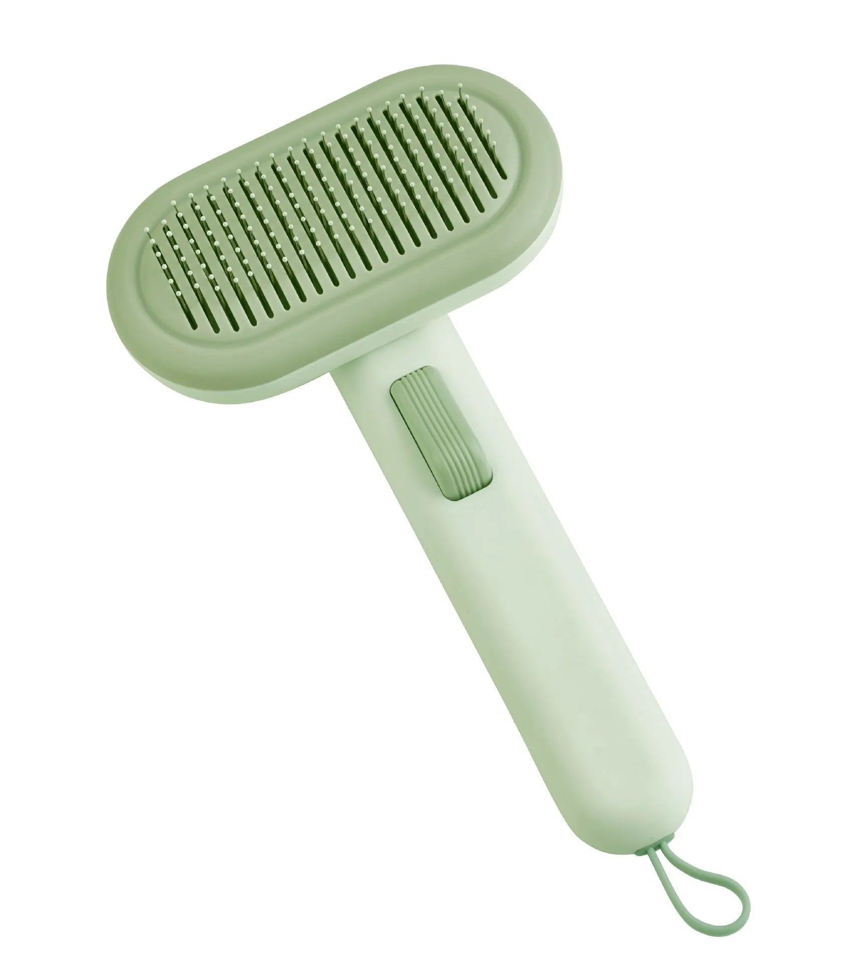 Large pet grooming comb with stainless steel blades for hair removal and knot untying in light green colour