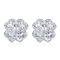 925 sterling silver four-leaf clover heart earrings with zircon detailing in white gold colour