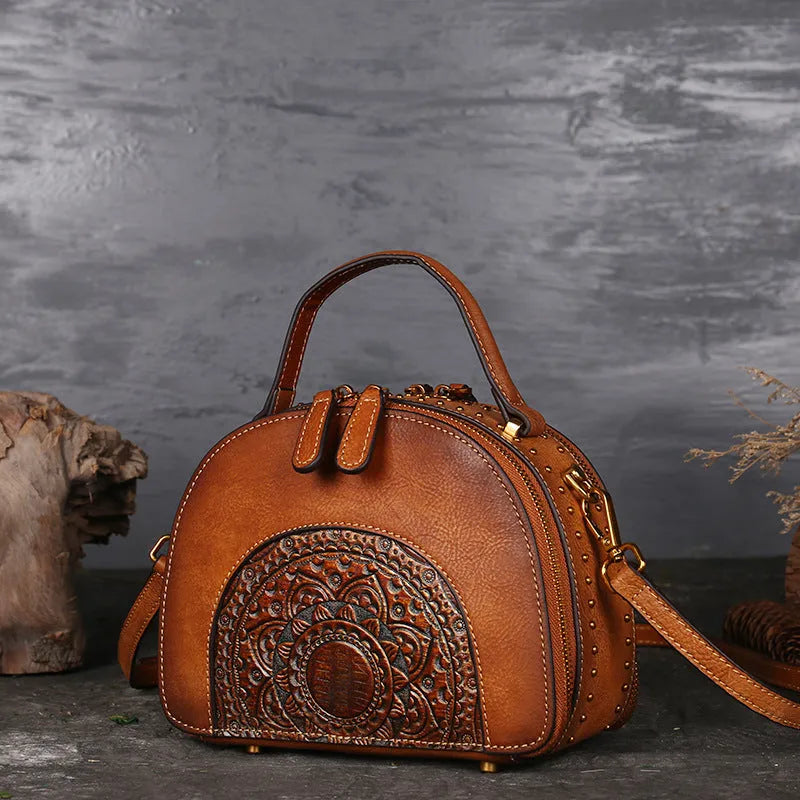 Vintage suede cowhide leather handbag with multiple internal compartments in Graphite Ash colour