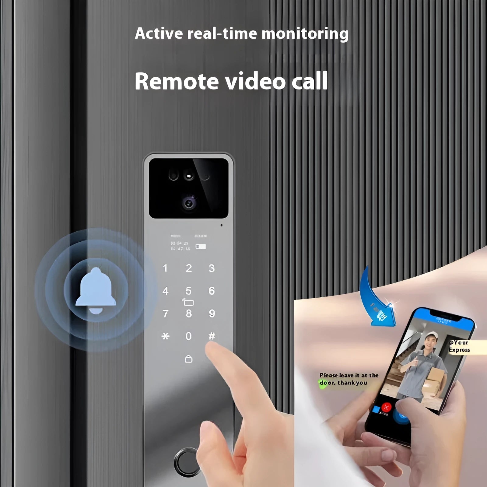 F7 face recognition fingerprint password smart door lock in aluminium alloy housing with electronic keypad