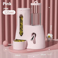 White, blue, and pink hamster automatic drinking water feeder with food basin for small pets
