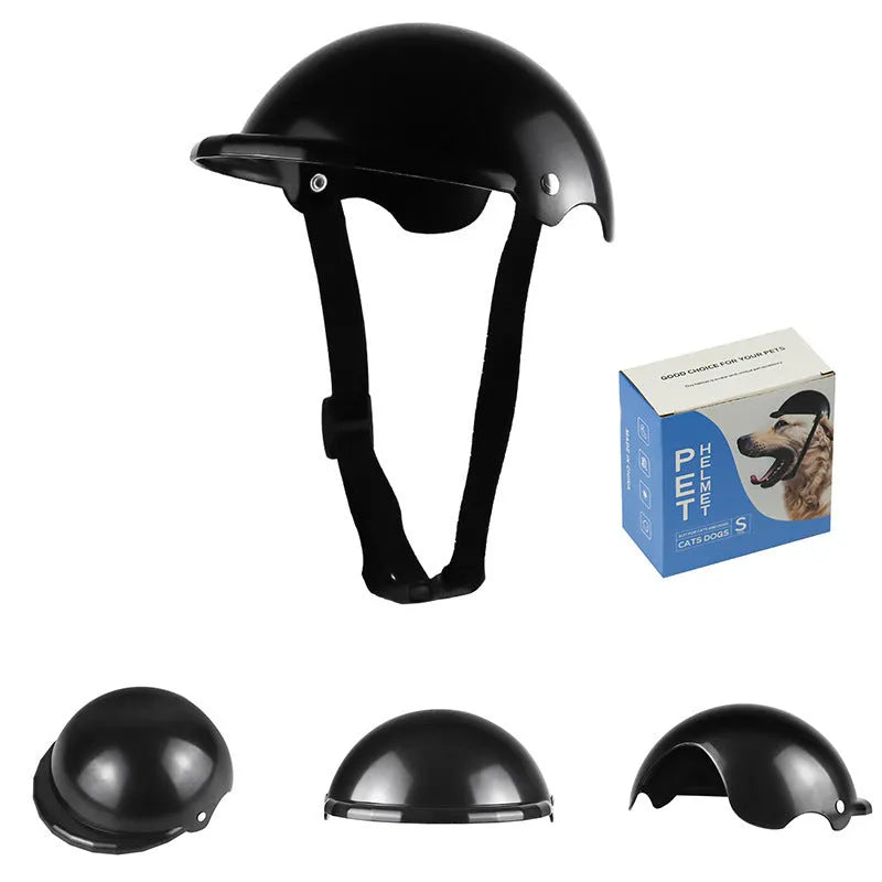 S size plastic pet helmet for motorcycle safety in black, green, pink or yellow monochrome colours
