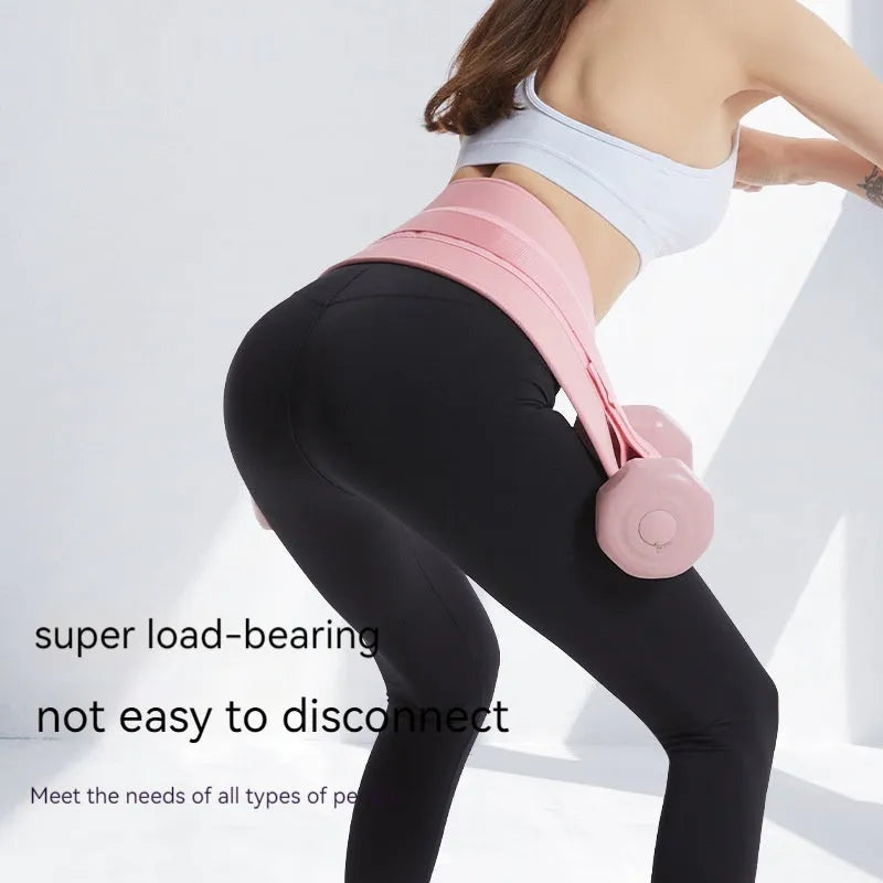 Black and pink weight-bearing hip bridge training belt for dumbbell barbell exercises with lumbar support