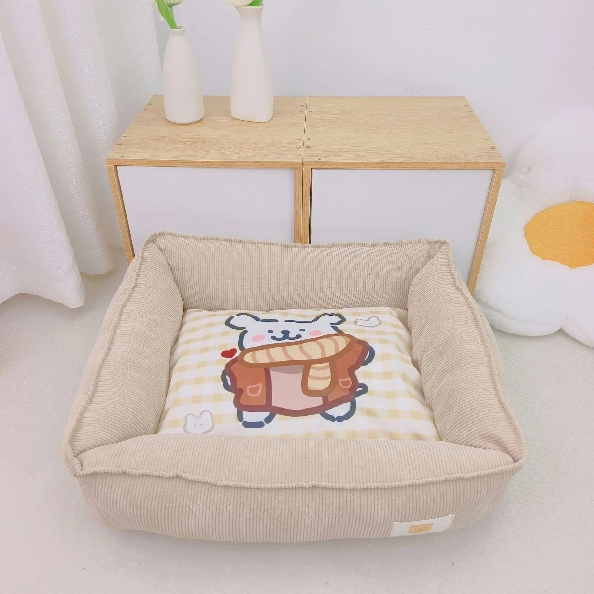 Dog pet nest in cloth fabric available in 50x40cm and 60x50cm sizes with seven colour options