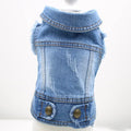 Denim dog vest with retro scratch pattern in dark and light colours for small breed dogs