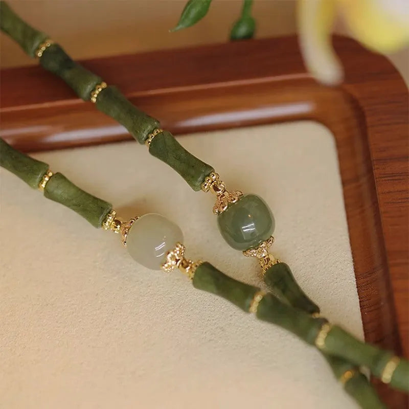 Women's geometric Hetian jade bracelet in dark green and light colour options