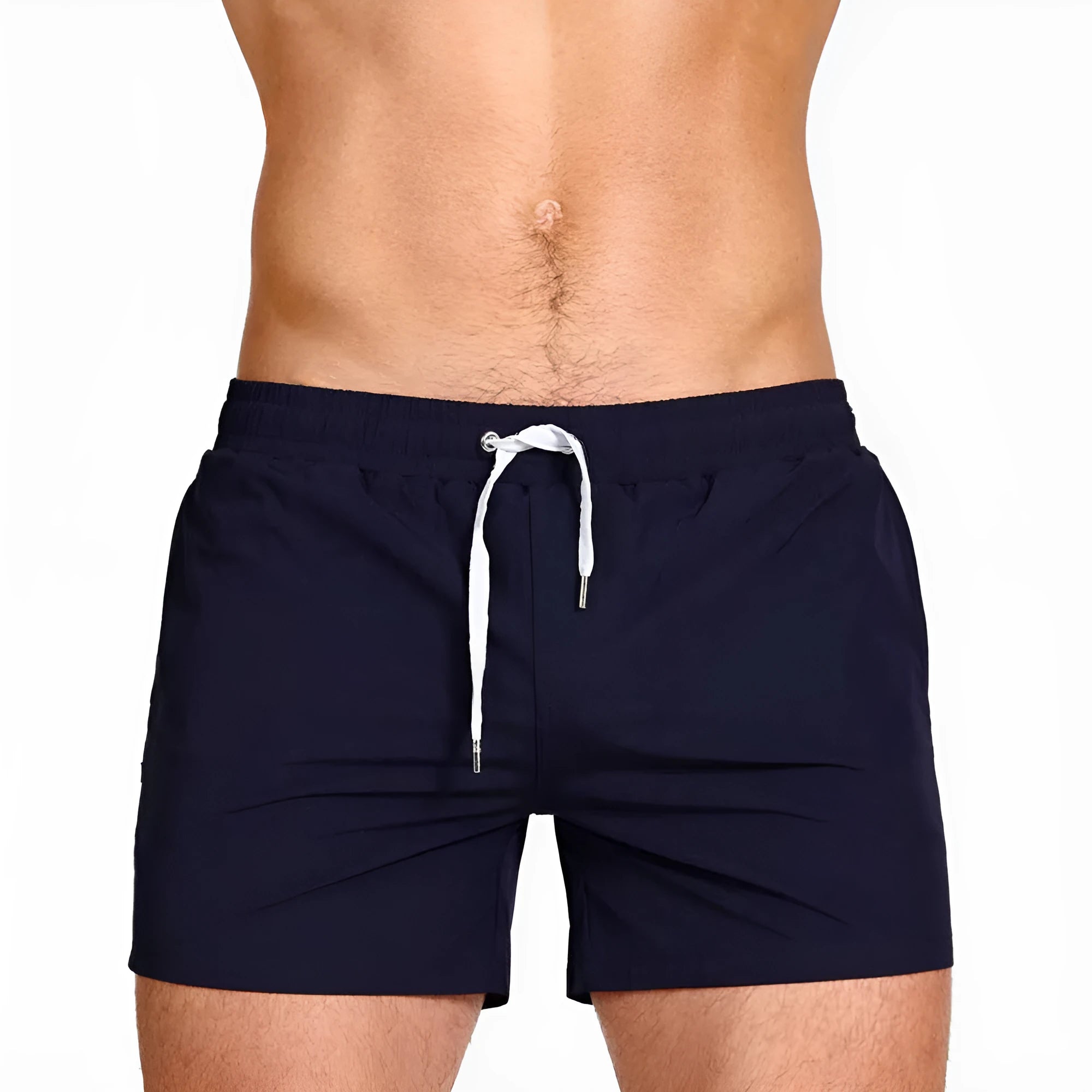 Men's mesh lining sports shorts in Army Green, quick-dry polyester for swimming and fitness