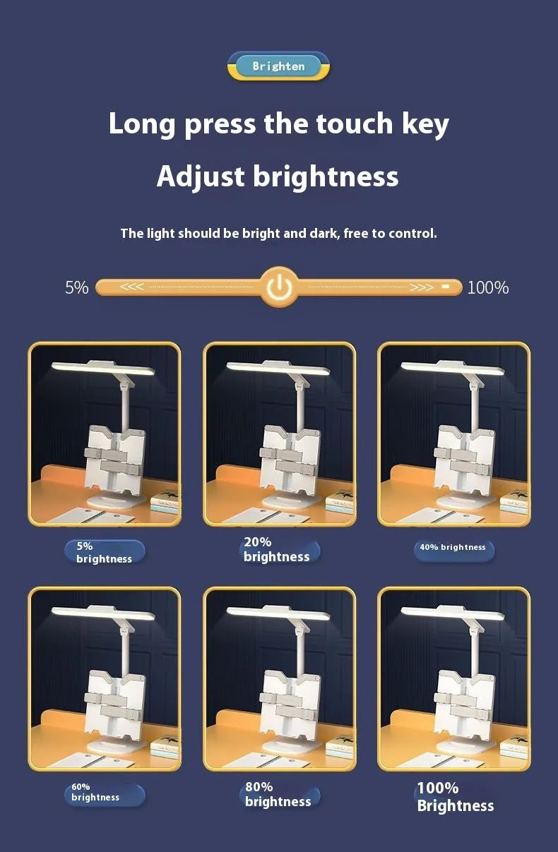 Adjustable reading bookshelf table lamp with three colour temperature settings and dual power modes