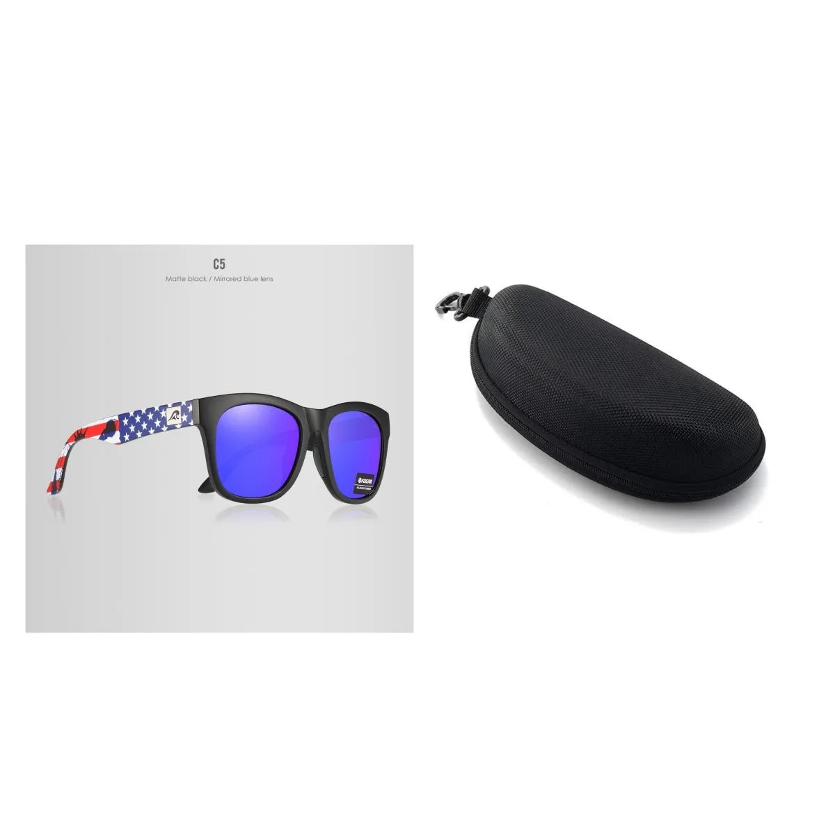 Polarised sunglasses with TAC lenses and PC frame for outdoor fishing and driving.