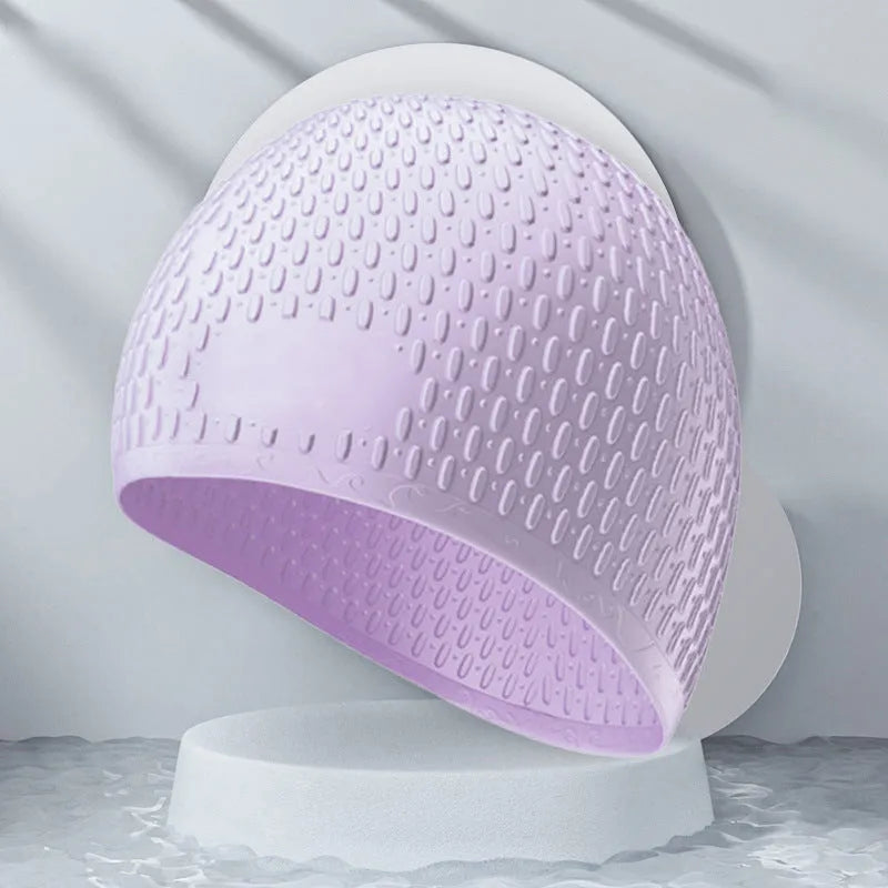 Silicone swimming cap adult waterproof hair protection in multiple solid colours