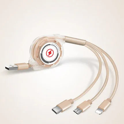 Telescopic charging cable extended to 120 cm length with titanium alloy connector