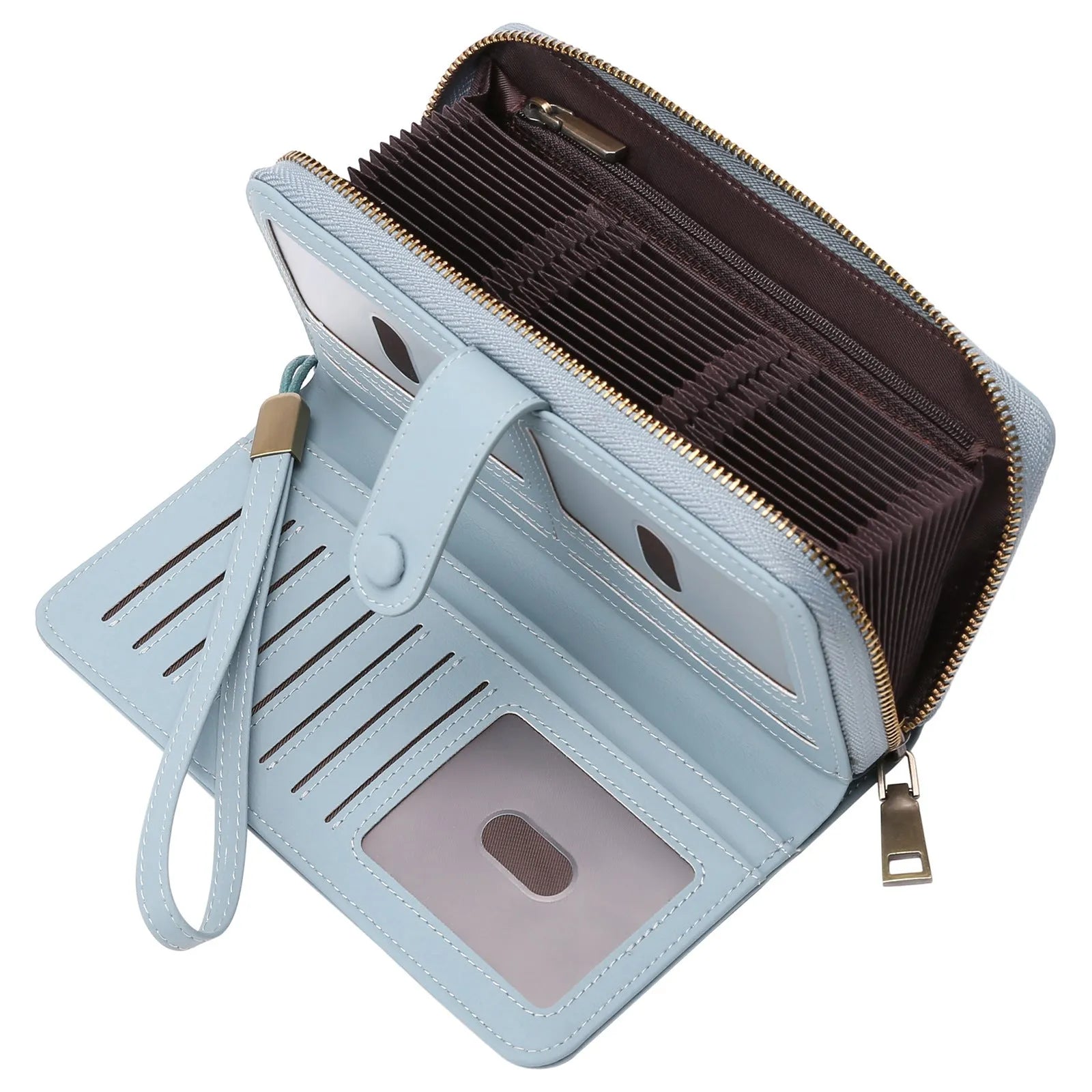 Women's expanding card holder wallet with anti-theft RFID protection in multiple colour options
