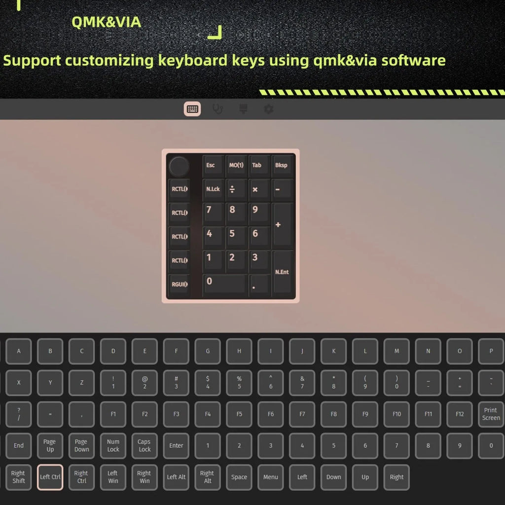 Wireless mechanical numeric keyboard in black and white colour options