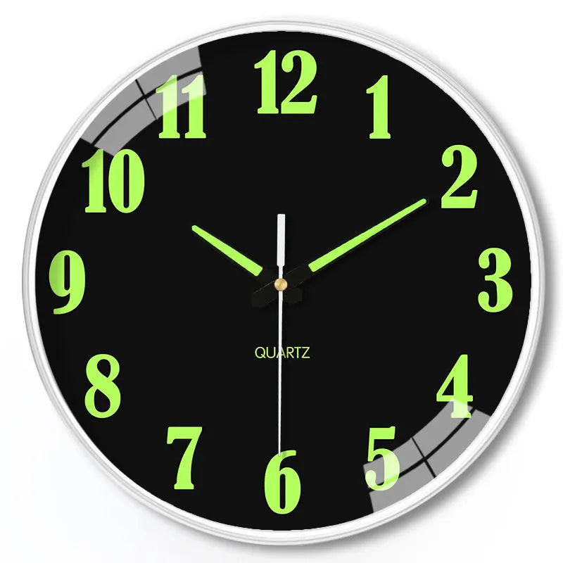 Modern 8 inch luminous wall clock with 20cm diameter and plastic casing