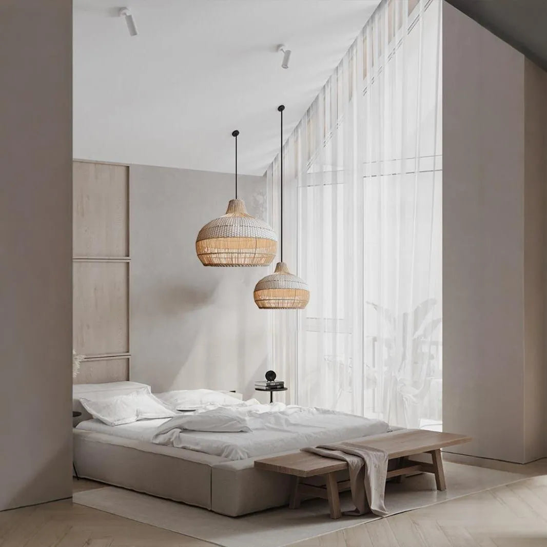 60cm wide rattan silent wind style chandelier for living room or dining room.