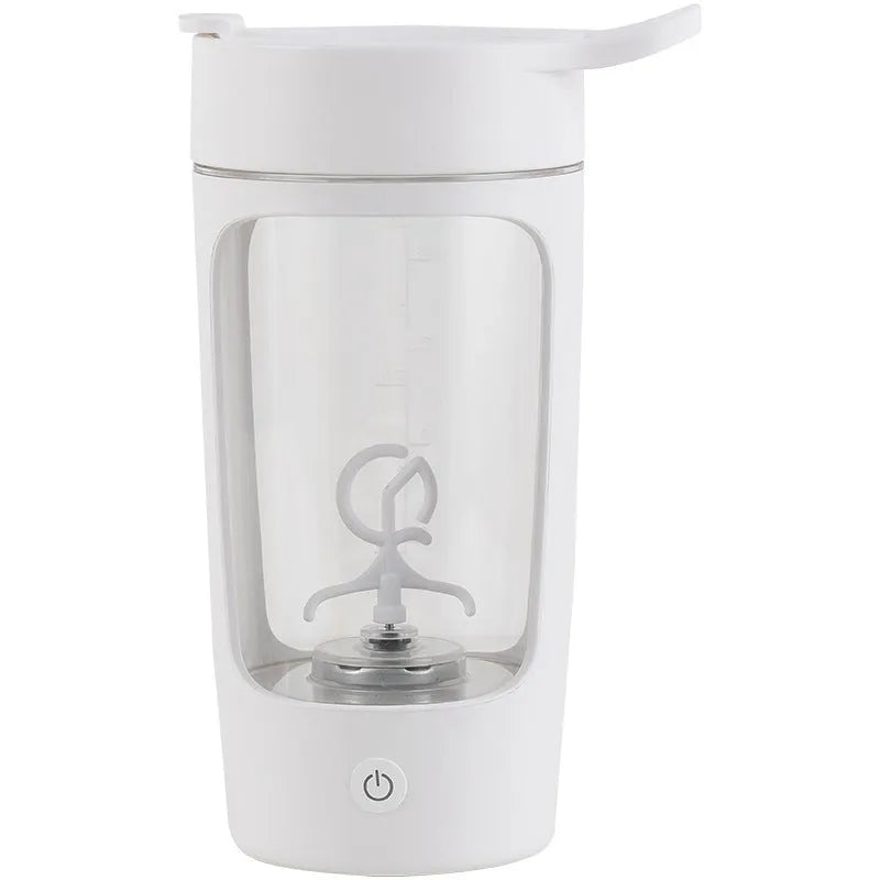 Portable rechargeable blender cup in white, showing cup and motor base, with 650ml capacity mark