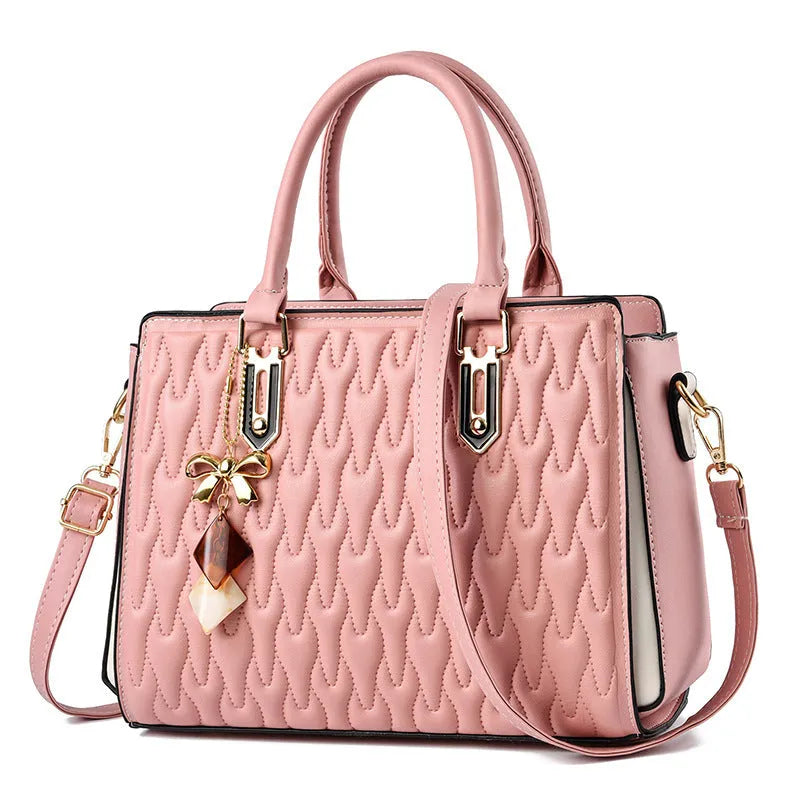 Women's large-capacity messenger bag in street trend style with pocket sandwich design