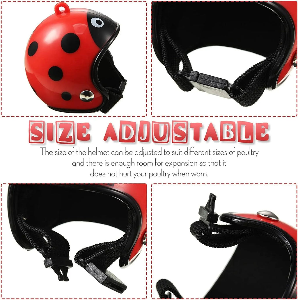 Adjustable pet safety helmet for small chickens and birds with sponge lining