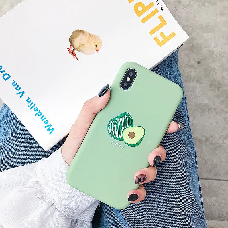Cartoon avocado design TPU phone case for iPhone smartphones