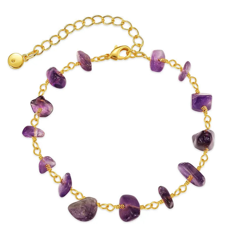 Women's irregular gravel turquoise bracelet in 18K copper with crystal elements