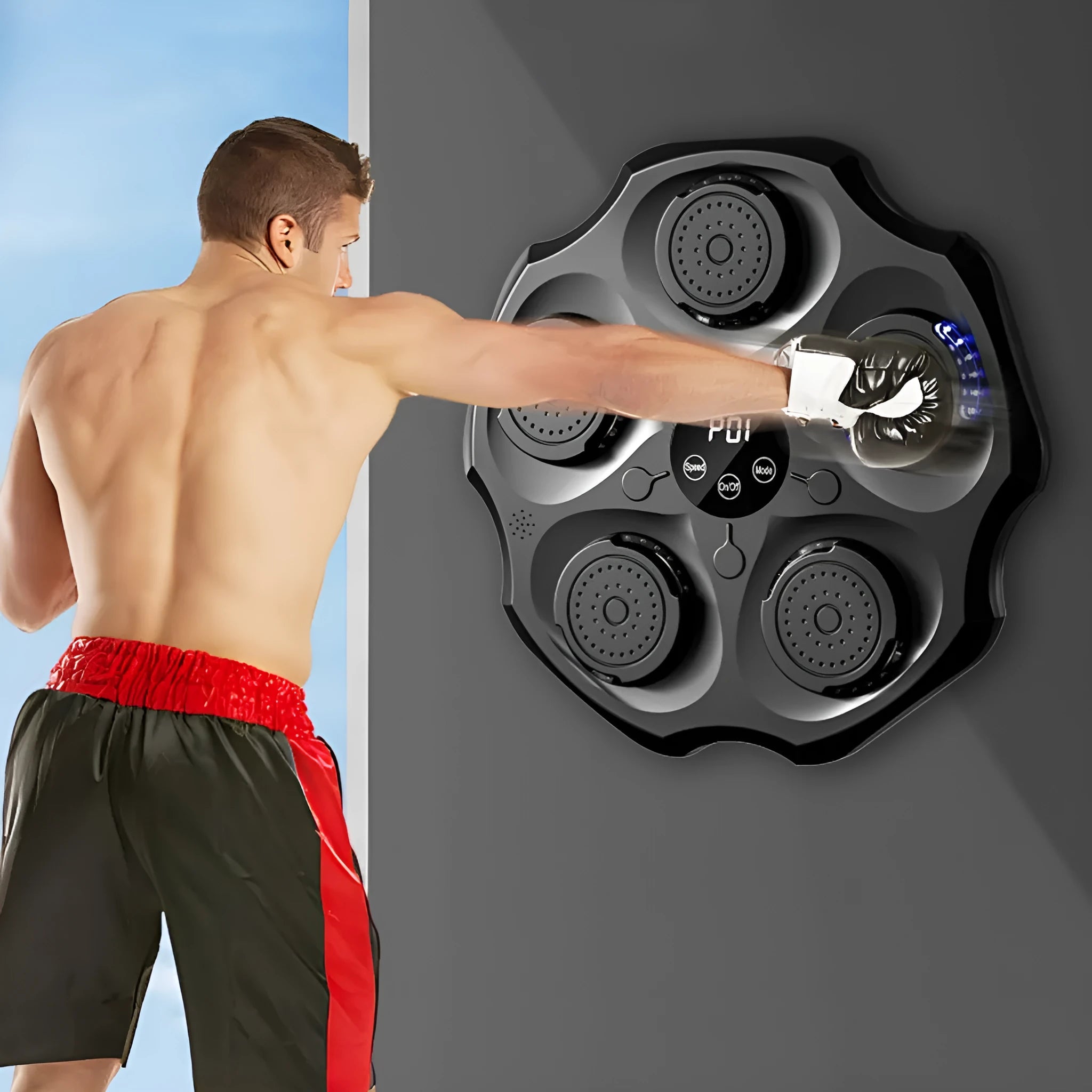 Bluetooth music boxing wall target with hanging design and included glove for home fitness training
