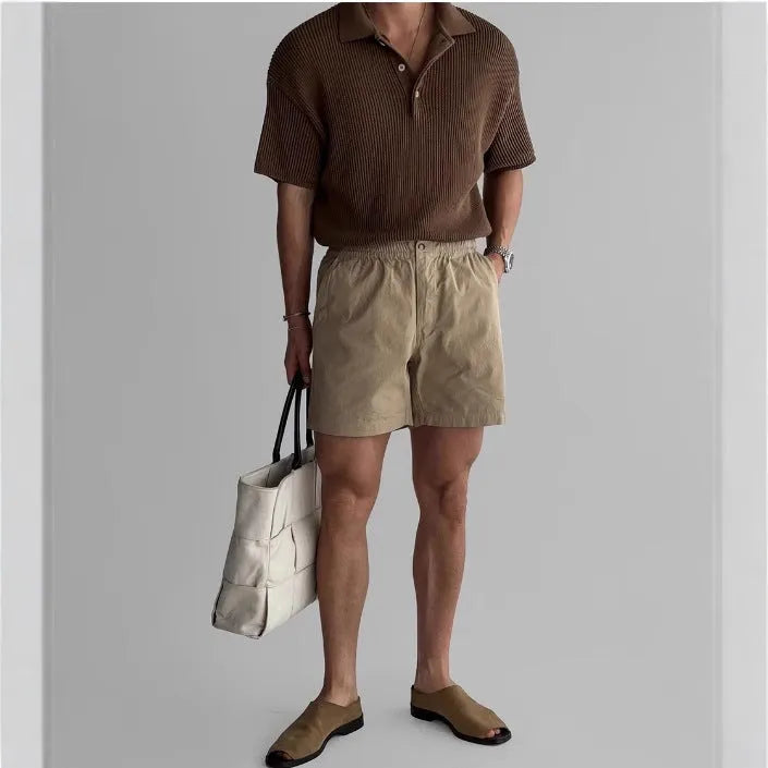 Cotton loose-fit sports shorts in black, white or khaki colour options