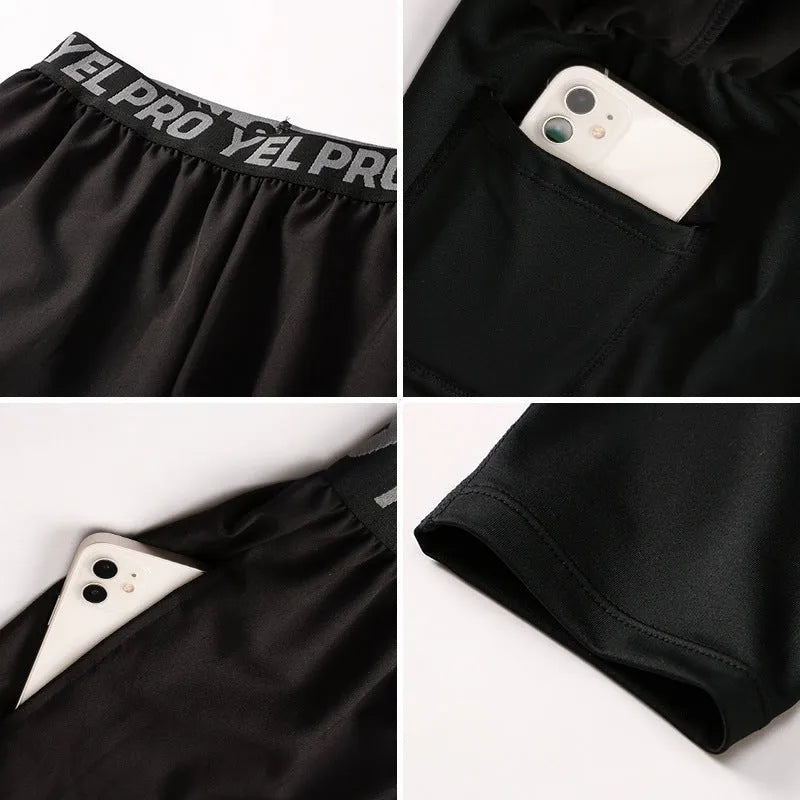 Men's tight-fitting quick drying sports pants in grey for fitness exercise