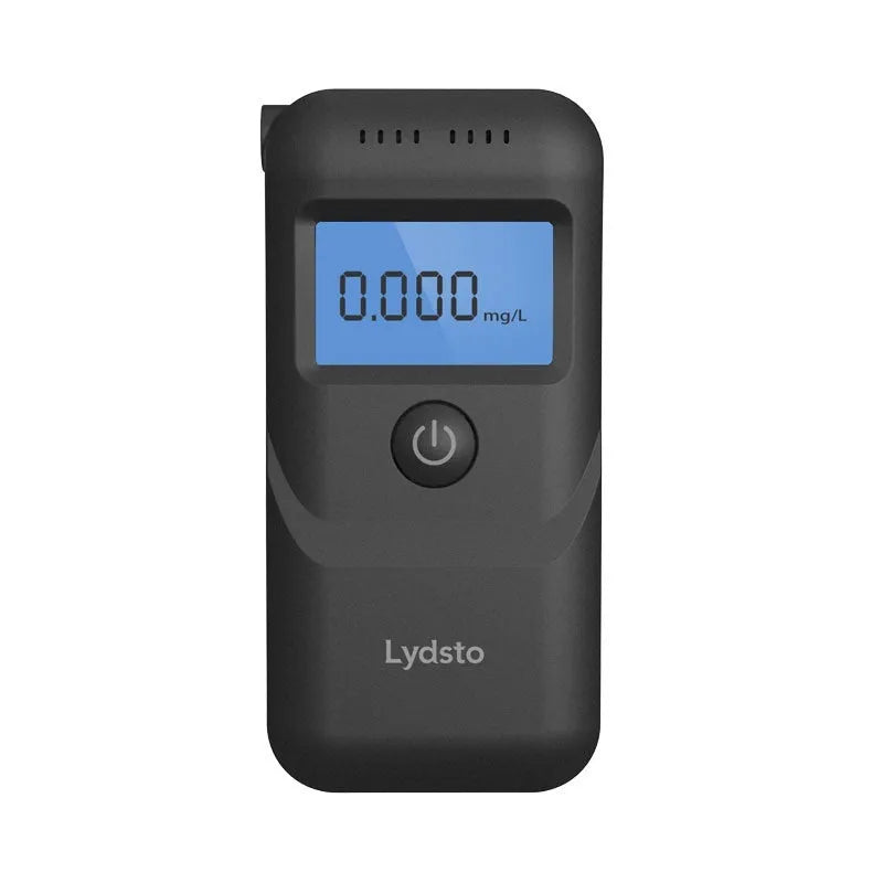 Black household alcohol breath tester with compact design for drinking level monitoring