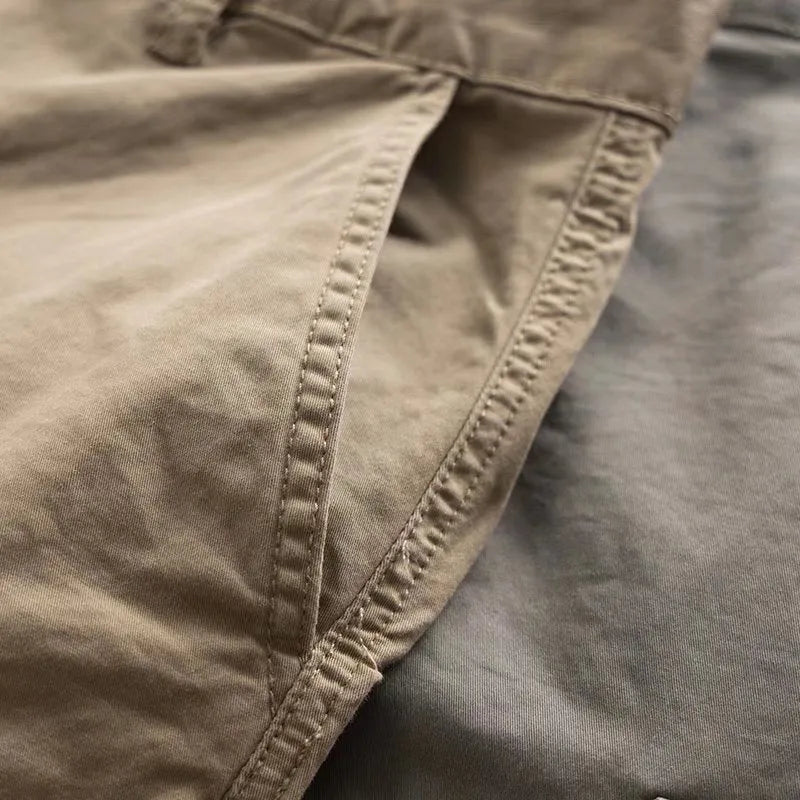 Multi-pocket men's labour protection trousers in cotton fabric with cropped length design
