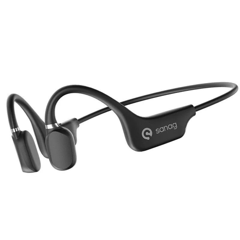 Bone conduction Bluetooth sports headset in hanging neck design on a person running.