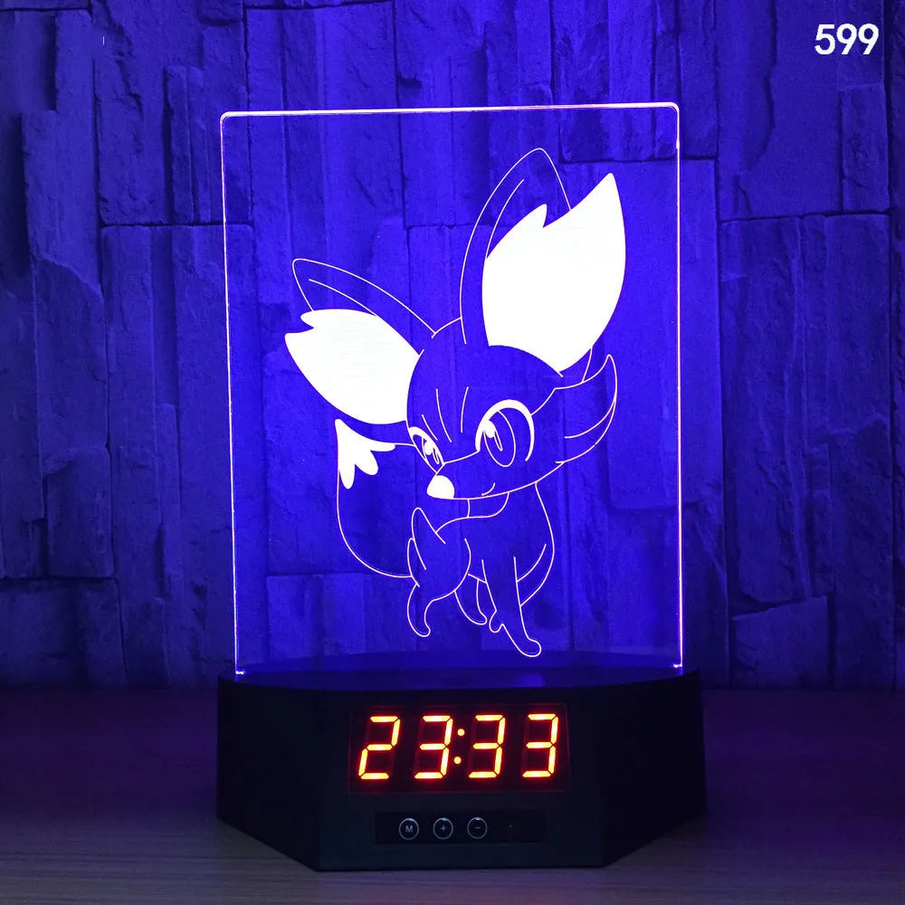 Glowing blue dolphin 3D night light with wireless charging base and remote control on wooden table