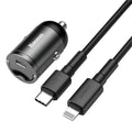 Electro-optical grey 30W PPS fast charge mini car charger with single USB port