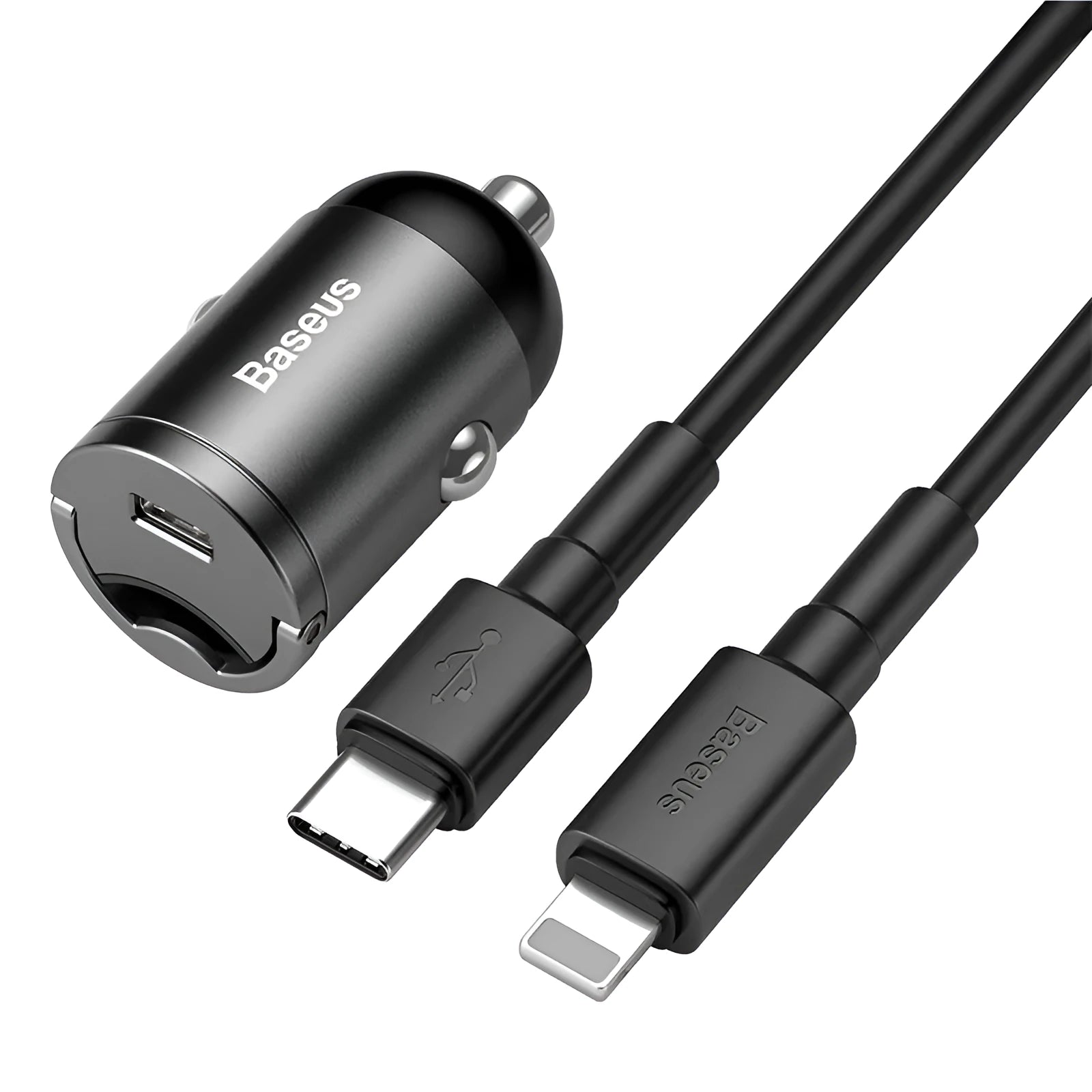 Electro-optical grey 30W PPS fast charge mini car charger with single USB port