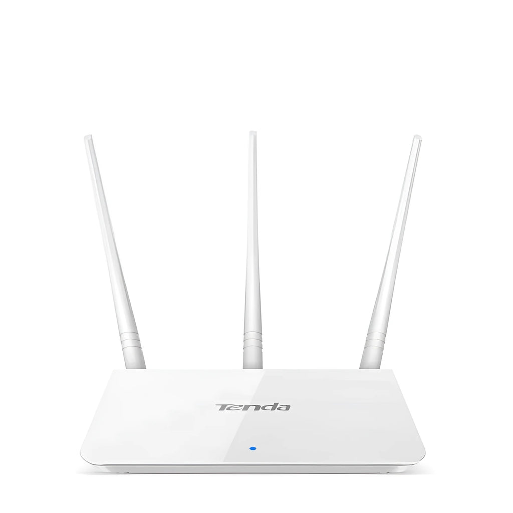 White dual-band wireless router supporting 2.4GHz and 5GHz WiFi frequencies