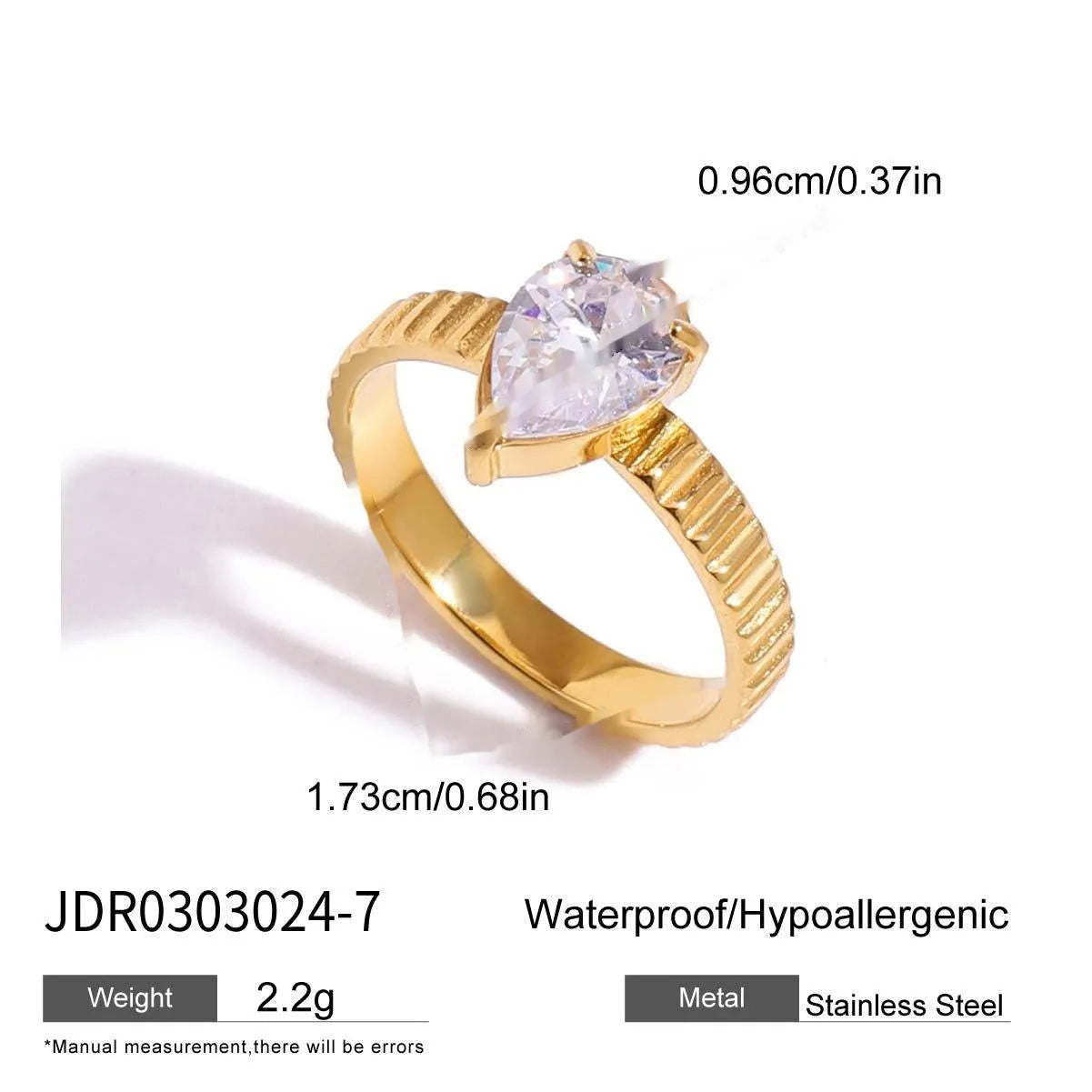 Geometry design titanium steel zircon ring on a hand, showing stainless steel band and contemporary styling.