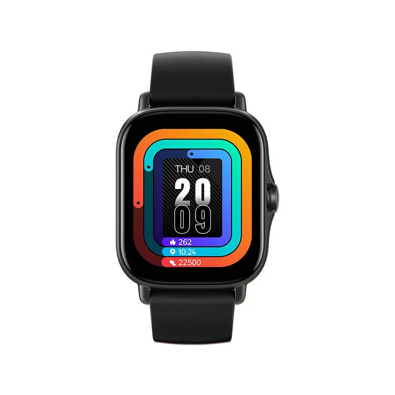GT20 smartwatch with alloy case, silicone strap, and 1.75-inch screen displaying heart rate data