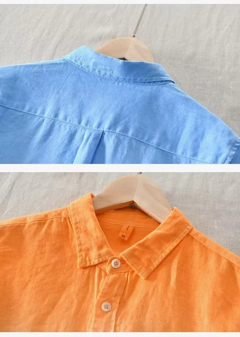 Casual loose top coat slim fit in polyester hemp blend fabric available in three colours