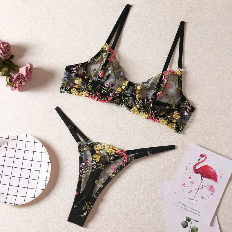 Women's floral pattern bikini set in polyester fabric showing available colour options