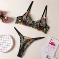 Women's floral pattern bikini set in polyester fabric showing available colour options