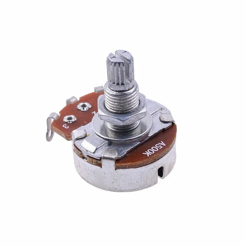 Metal electric guitar potentiometer knob with colour-coded resistance markings