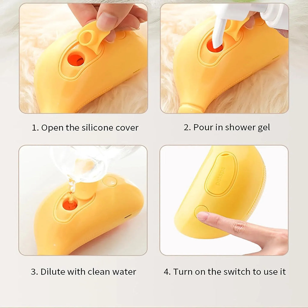 Green rechargeable 3-in-1 cat steam brush with massage and grooming functions