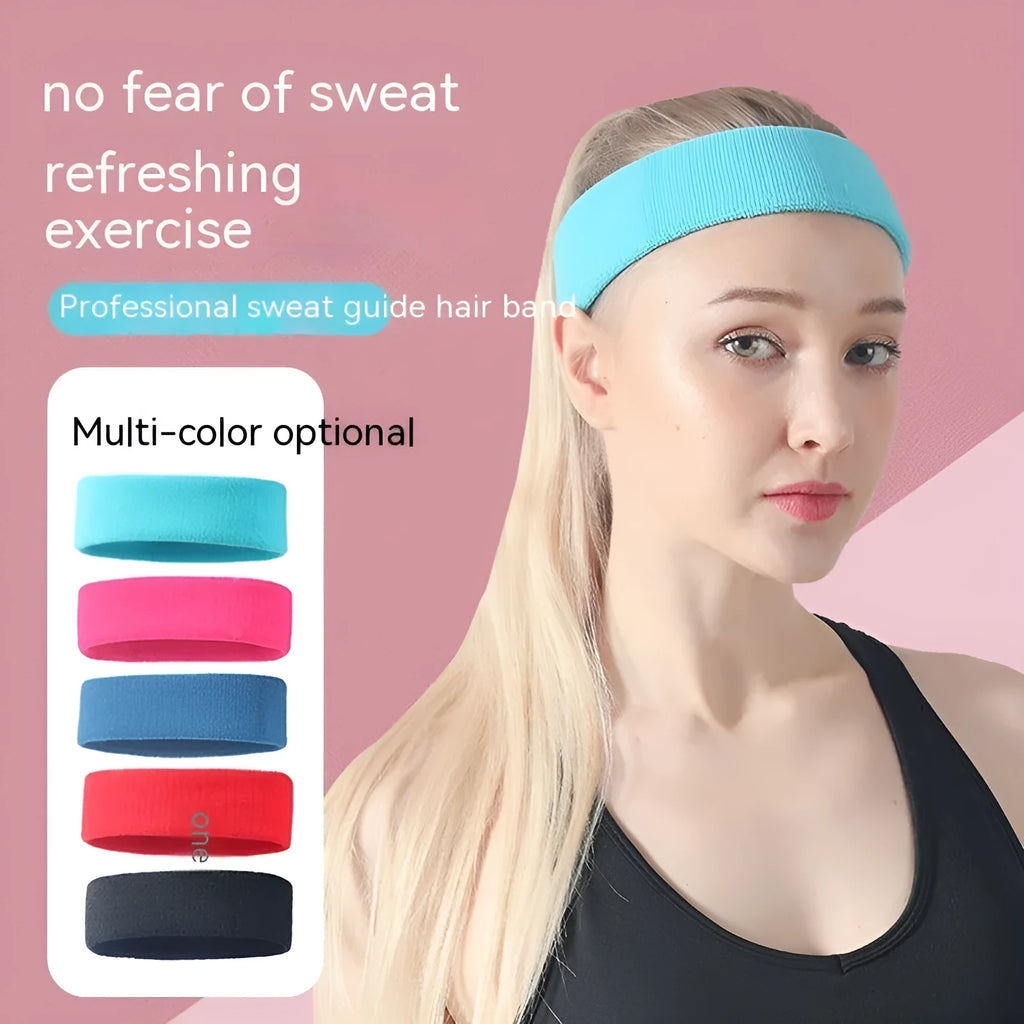A widening sports sweat band in a solid colour, made from elastic polyester spandex material.