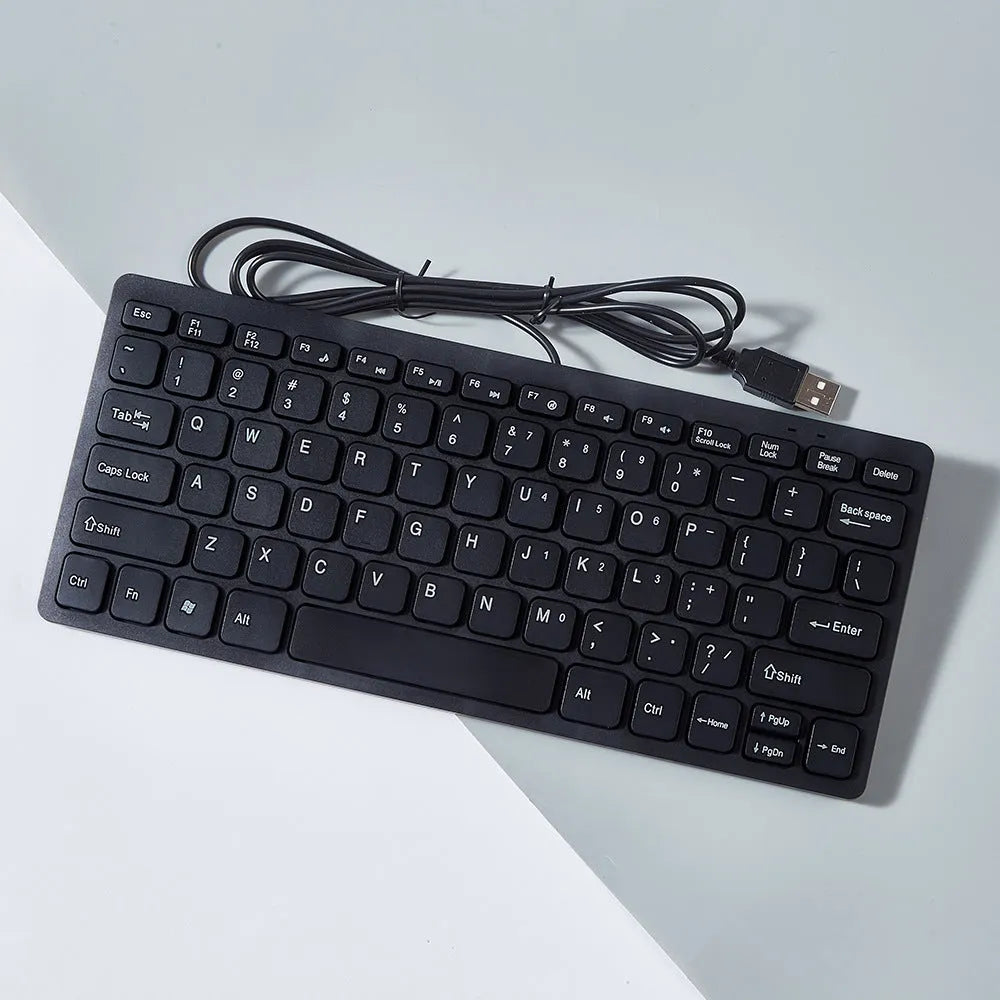 USB wired mini computer keyboard with noiseless keys in four colour options