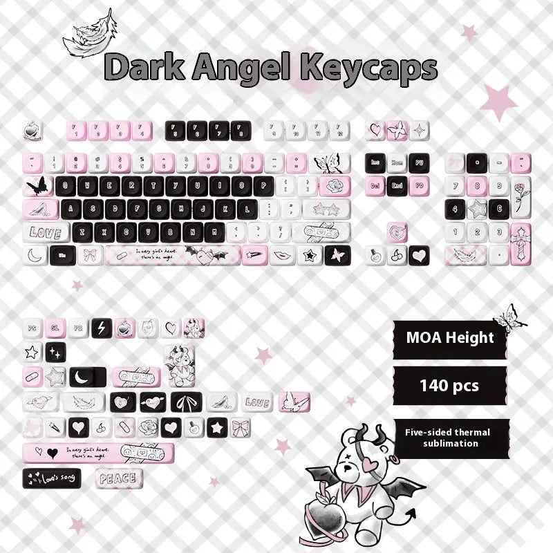 Sublimation printed cartoon pig party theme keycap set for mechanical keyboard.