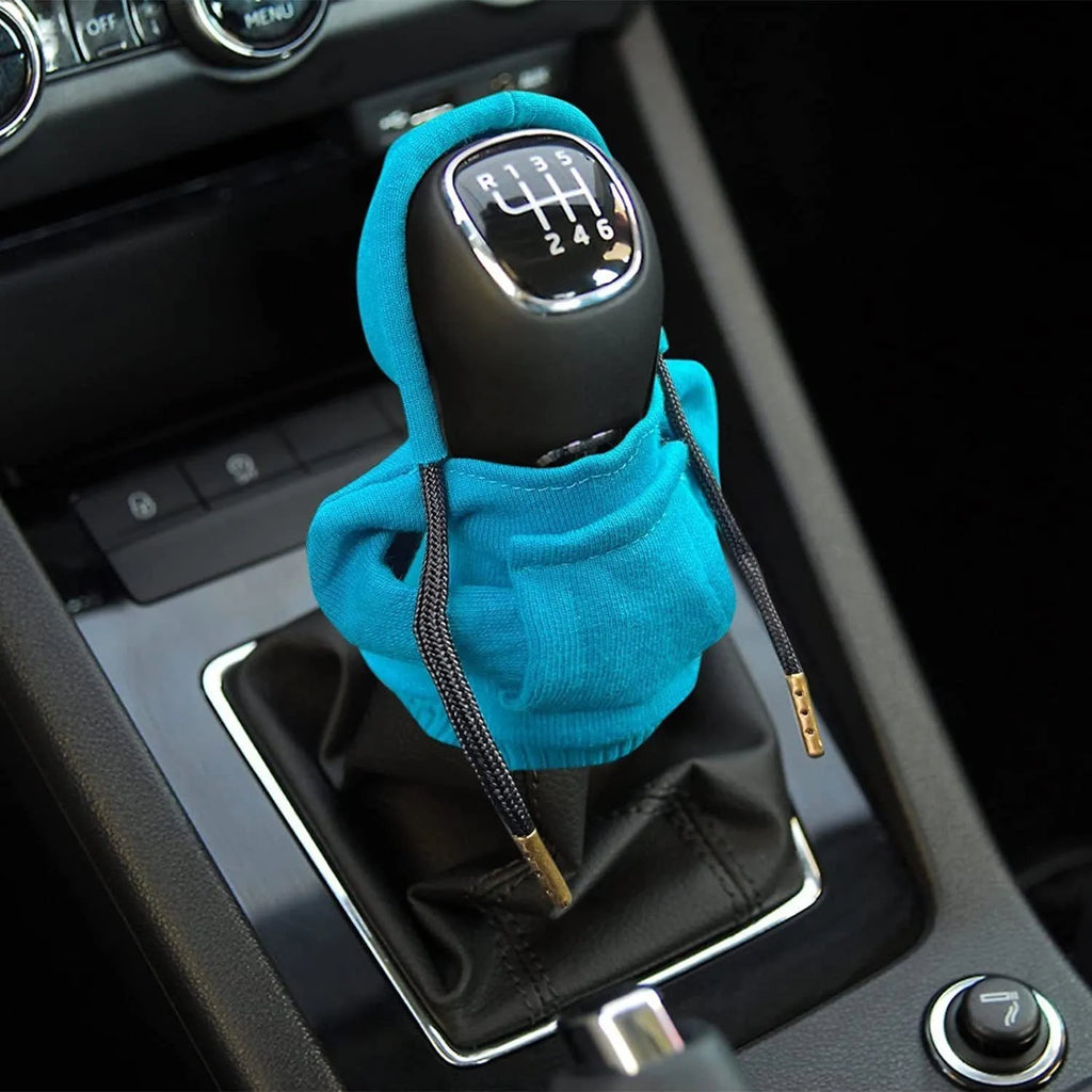 Elastic cloth gear shift knob cover for manual or automatic vehicles in multiple colour options